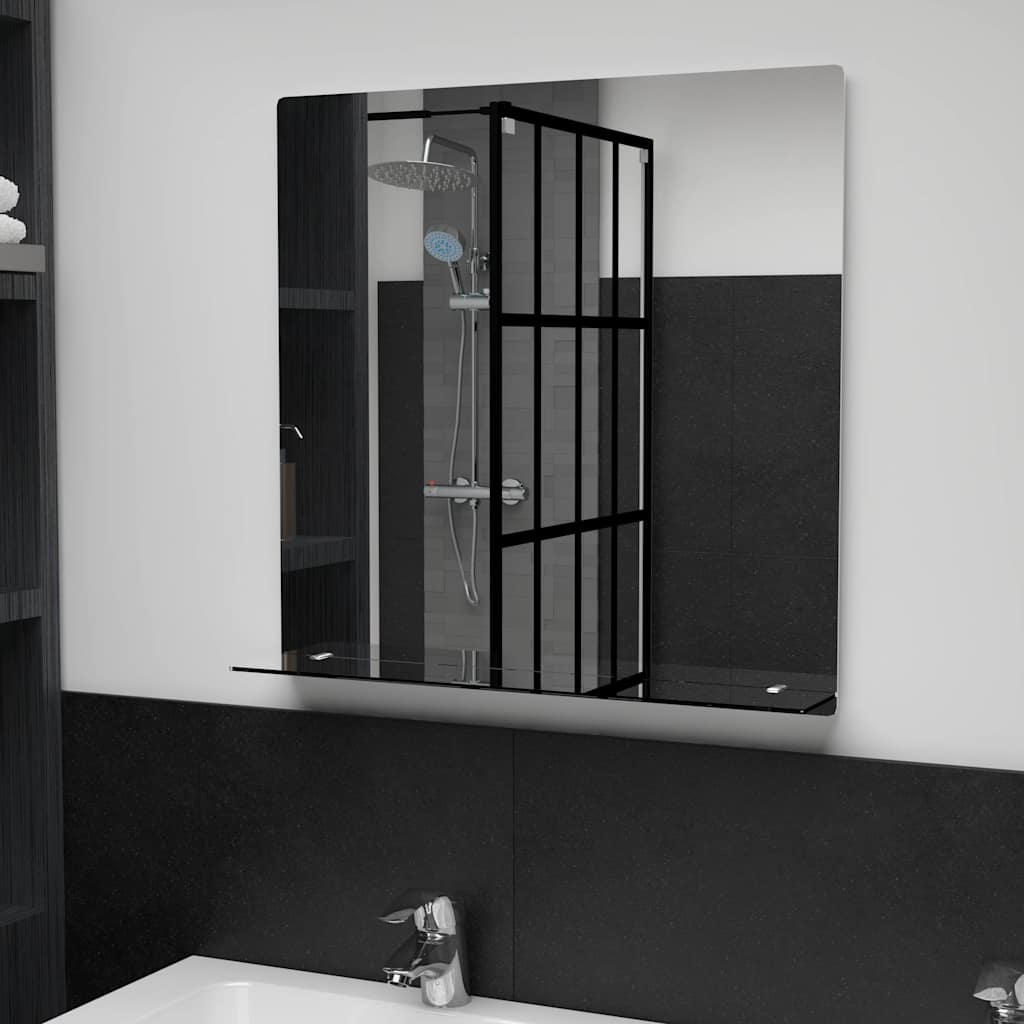 Wandspiegel met schap 60x60 cm gehard glas is nu te koop bij PeponiXL, paradijselijk wonen!
