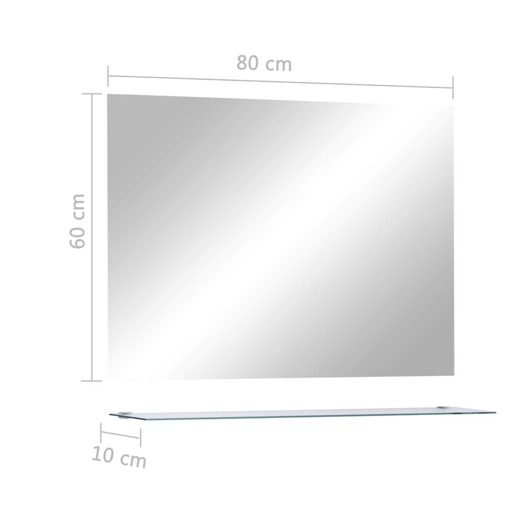 Wandspiegel met schap 80x60 cm gehard glas is nu te koop bij PeponiXL, paradijselijk wonen!
