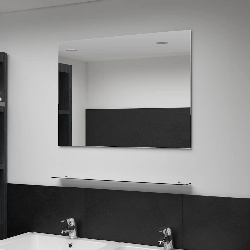 Wandspiegel met schap 80x60 cm gehard glas is nu te koop bij PeponiXL, paradijselijk wonen!