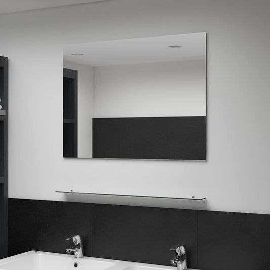 Wandspiegel met schap 80x60 cm gehard glas is nu te koop bij PeponiXL, paradijselijk wonen!