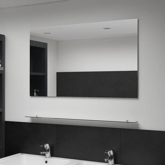 Wandspiegel met schap 100x60 cm gehard glas is nu te koop bij PeponiXL, paradijselijk wonen!