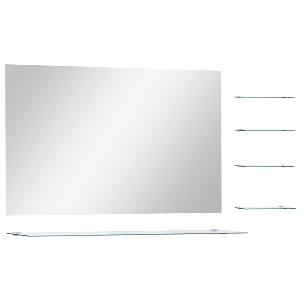 Wandspiegel met 5 schappen 100x60 cm zilverkleurig is nu te koop bij PeponiXL, paradijselijk wonen!