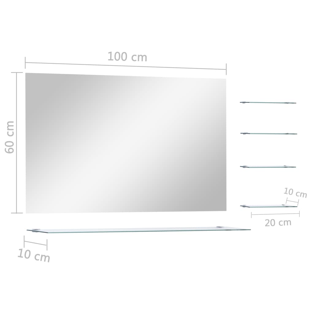 Wandspiegel met 5 schappen 100x60 cm zilverkleurig is nu te koop bij PeponiXL, paradijselijk wonen!