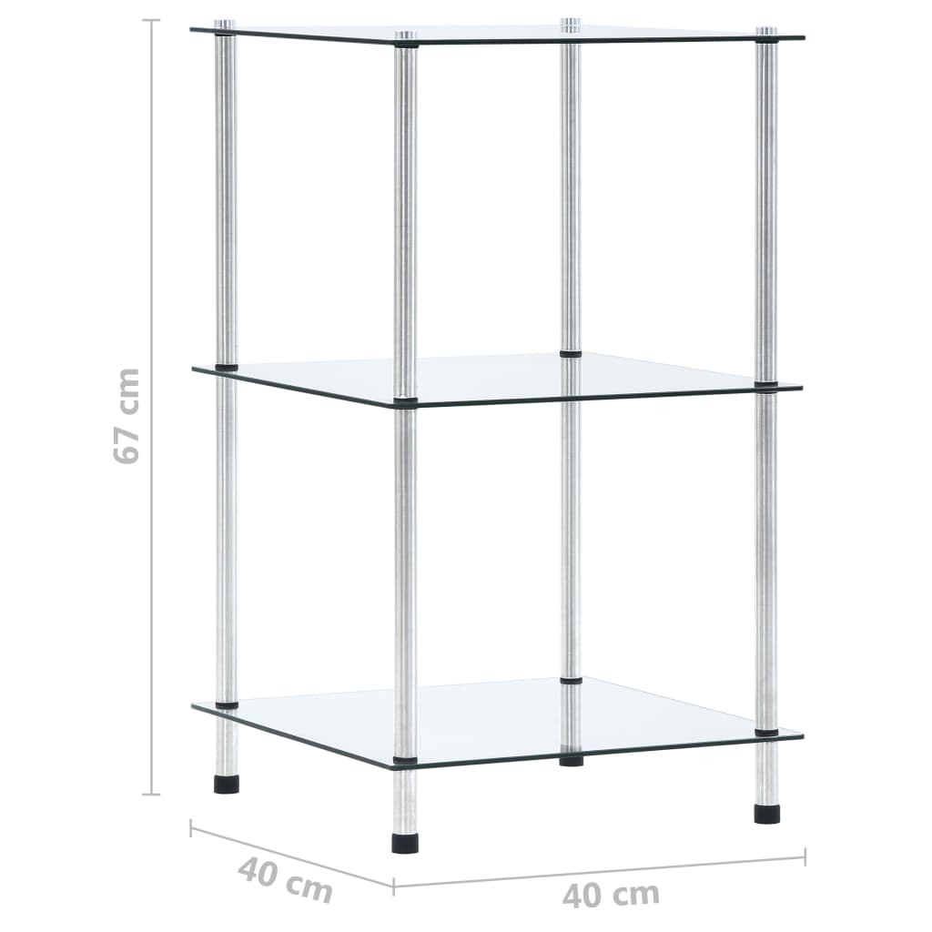 Kastje 3-laags 40x40x67 cm gehard glas transparant is nu te koop bij PeponiXL, paradijselijk wonen!