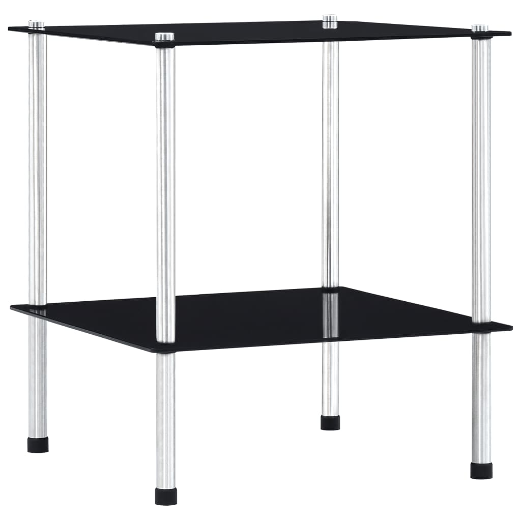 Kastje 2-laags 40x40x47 cm gehard glas zwart is nu te koop bij PeponiXL, paradijselijk wonen!