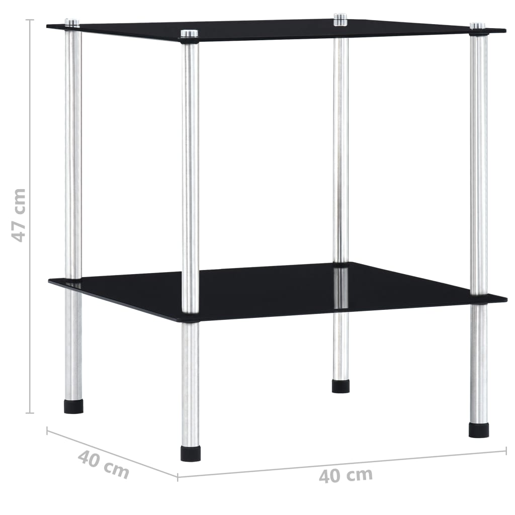 Kastje 2-laags 40x40x47 cm gehard glas zwart is nu te koop bij PeponiXL, paradijselijk wonen!