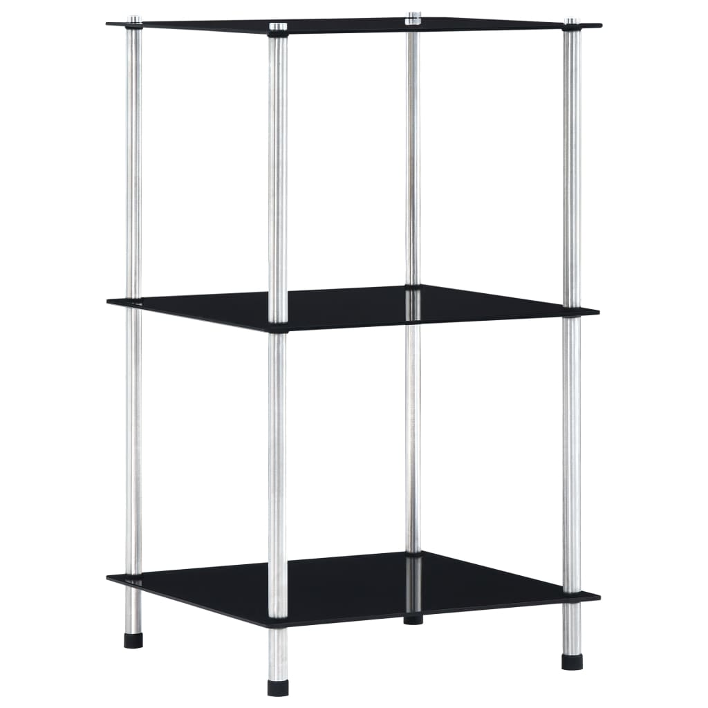 Kastje 3-laags 40x40x67 cm gehard glas zwart is nu te koop bij PeponiXL, paradijselijk wonen!