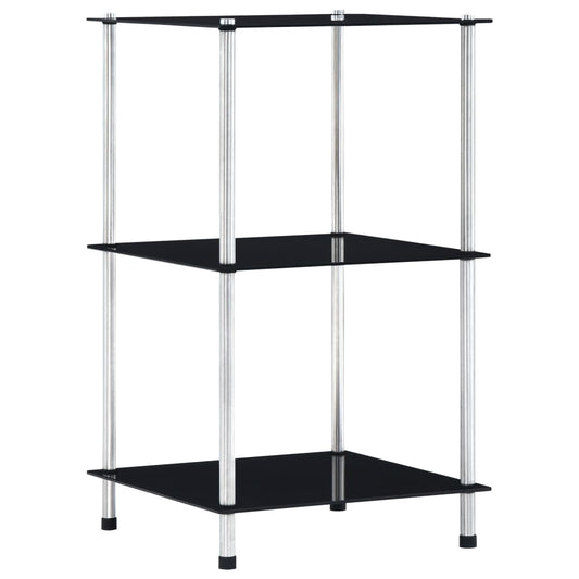 Kastje 3-laags 40x40x67 cm gehard glas zwart is nu te koop bij PeponiXL, paradijselijk wonen!