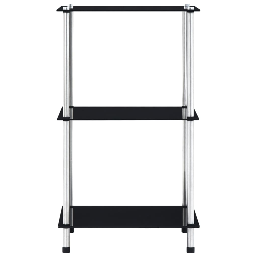 Kastje 3-laags 40x40x67 cm gehard glas zwart is nu te koop bij PeponiXL, paradijselijk wonen!