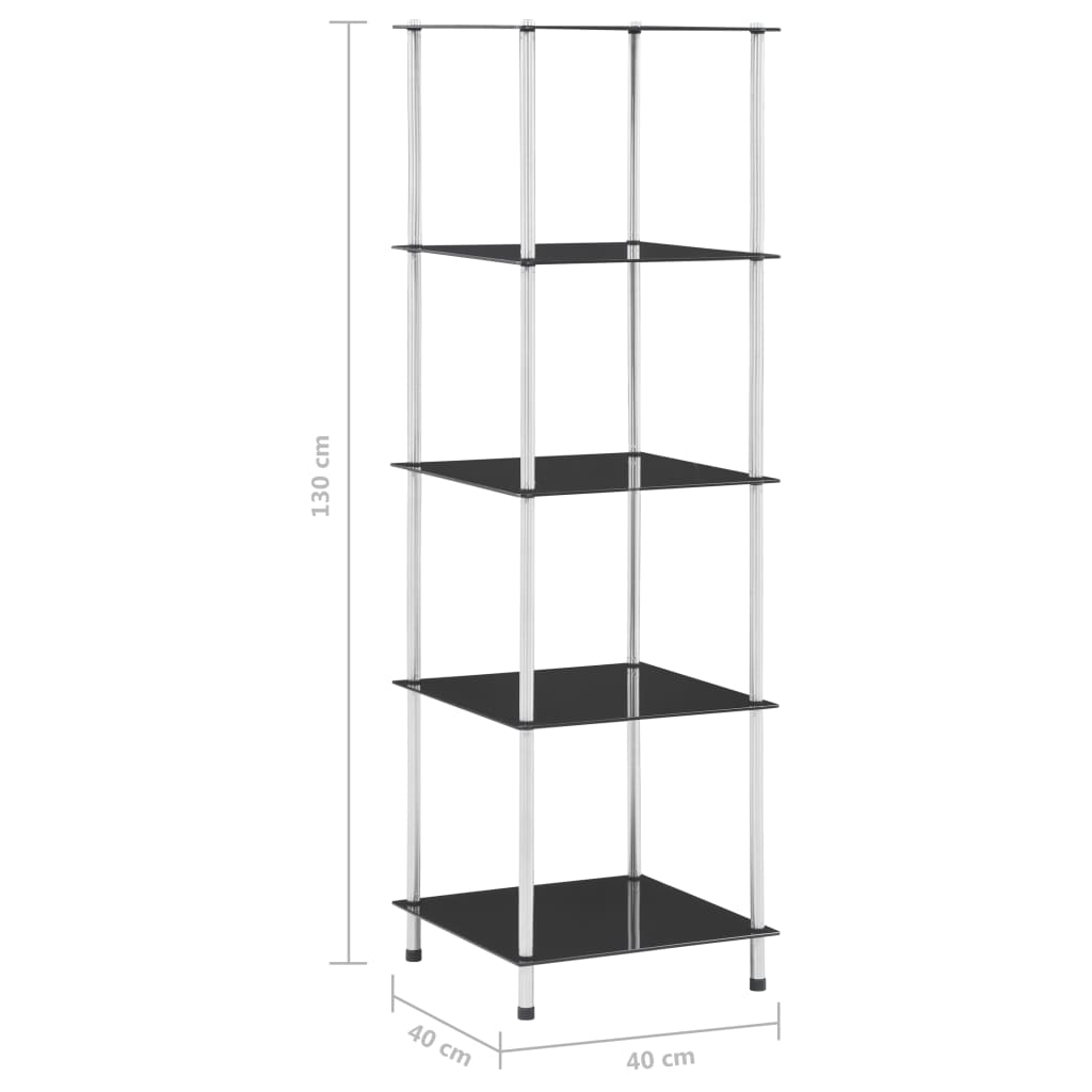 Kastje 5-laags 40x40x130 cm gehard glas zwart is nu te koop bij PeponiXL, paradijselijk wonen!