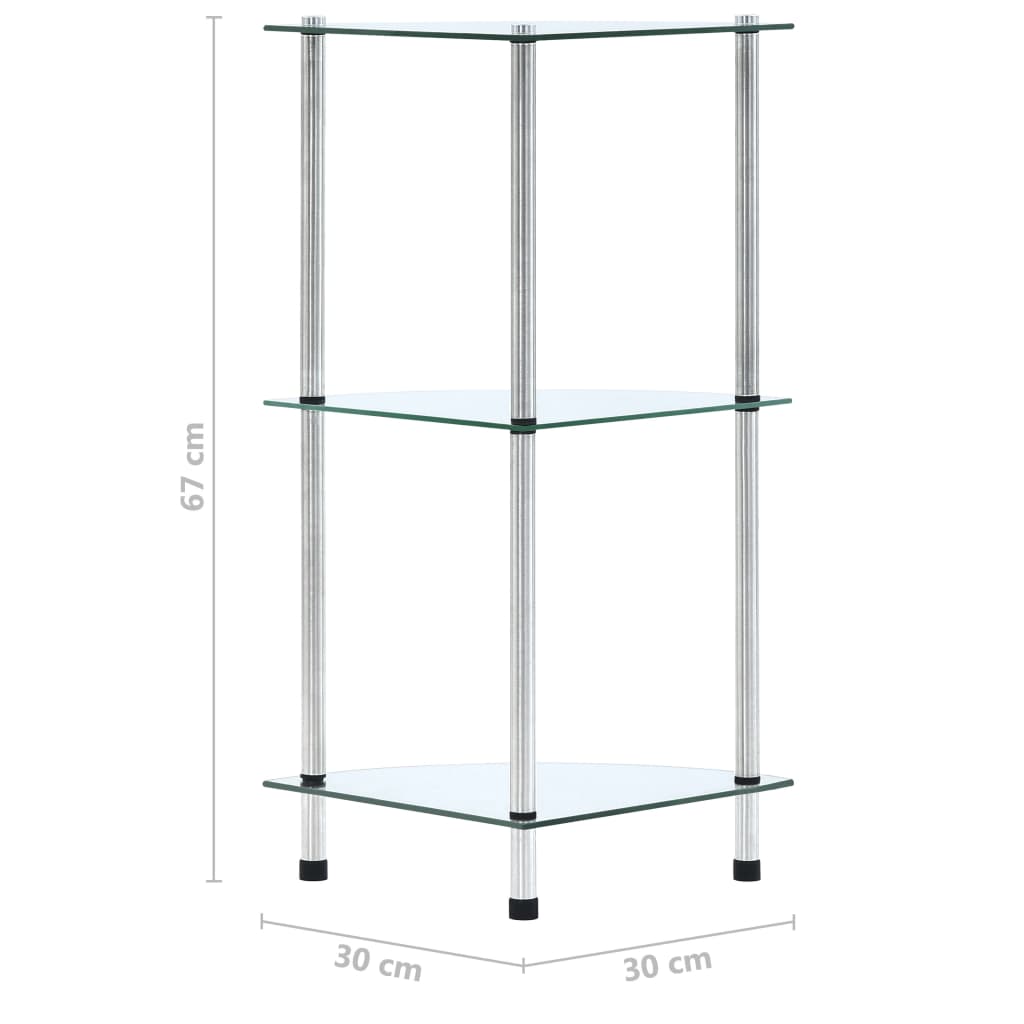Kastje 3-laags 30x30x67 cm gehard glas transparant is nu te koop bij PeponiXL, paradijselijk wonen!
