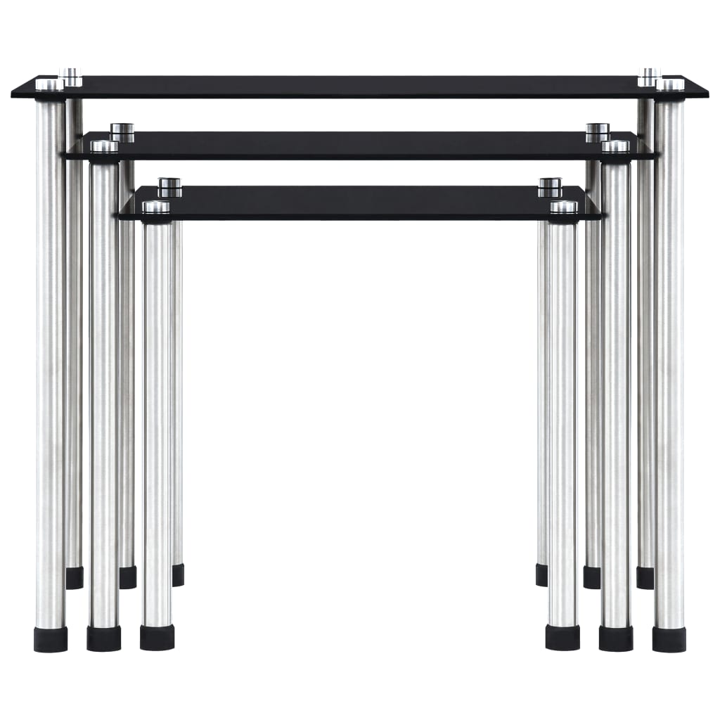 3-delige Tafeltjesset gehard glas zwart is nu te koop bij PeponiXL, paradijselijk wonen!