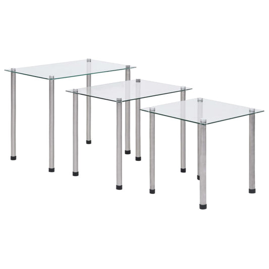 3-delige Tafeltjesset gehard glas transparant is nu te koop bij PeponiXL, paradijselijk wonen!