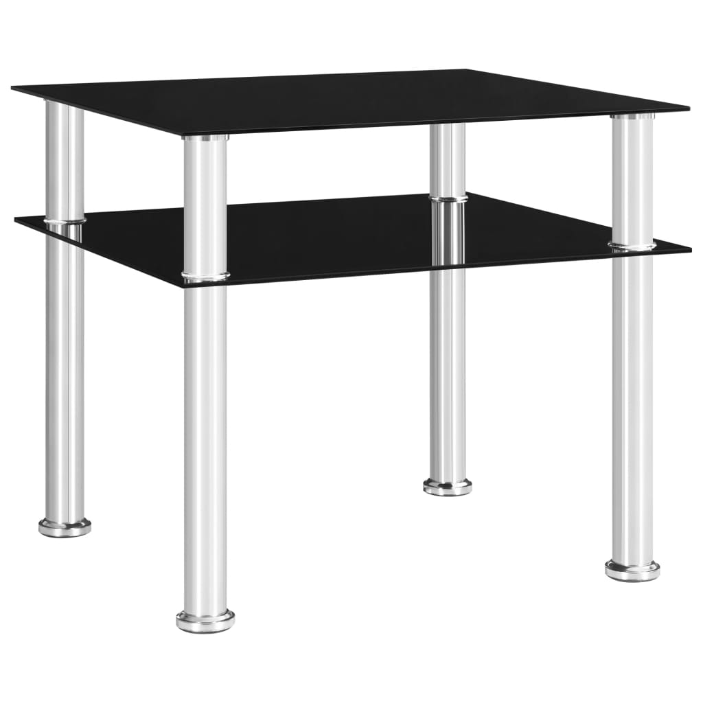 Bijzettafel 45x50x45 cm gehard glas zwart is nu te koop bij PeponiXL, paradijselijk wonen!