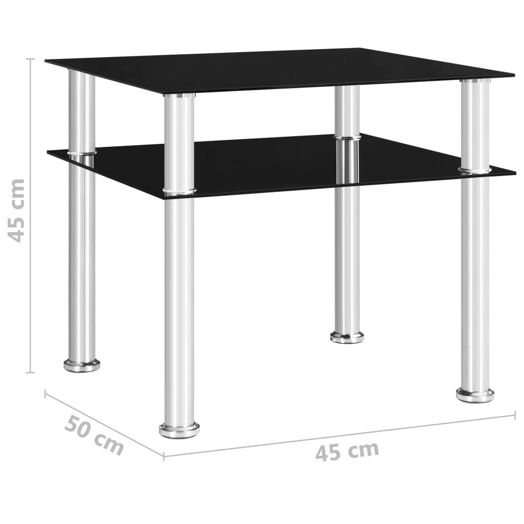 Bijzettafel 45x50x45 cm gehard glas zwart is nu te koop bij PeponiXL, paradijselijk wonen!