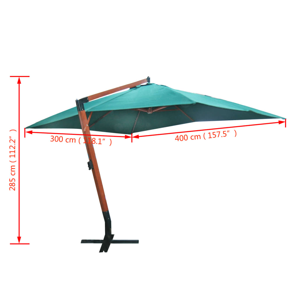 Zweefparasol Melia 300x400 cm groen is nu te koop bij PeponiXL, paradijselijk wonen!