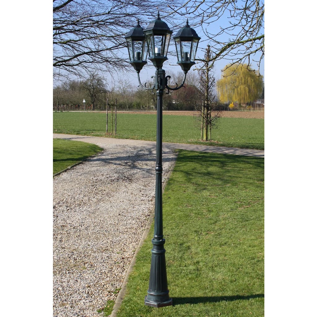 Tuinlantaarn Brighton 3-arms 230 cm donkergroen/zwart is nu te koop bij PeponiXL, paradijselijk wonen!