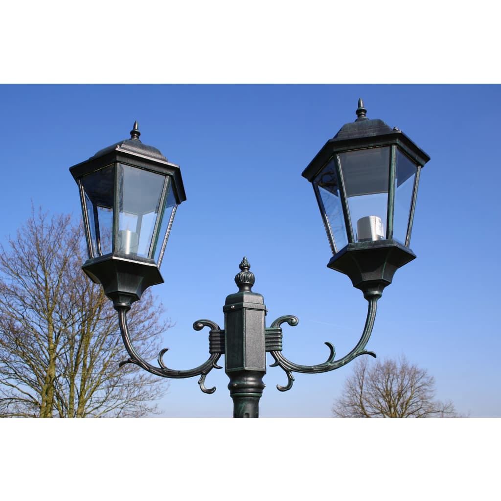 Tuinlantaarn met 2 armen 230 cm aluminium donkergroen/zwart is nu te koop bij PeponiXL, paradijselijk wonen!