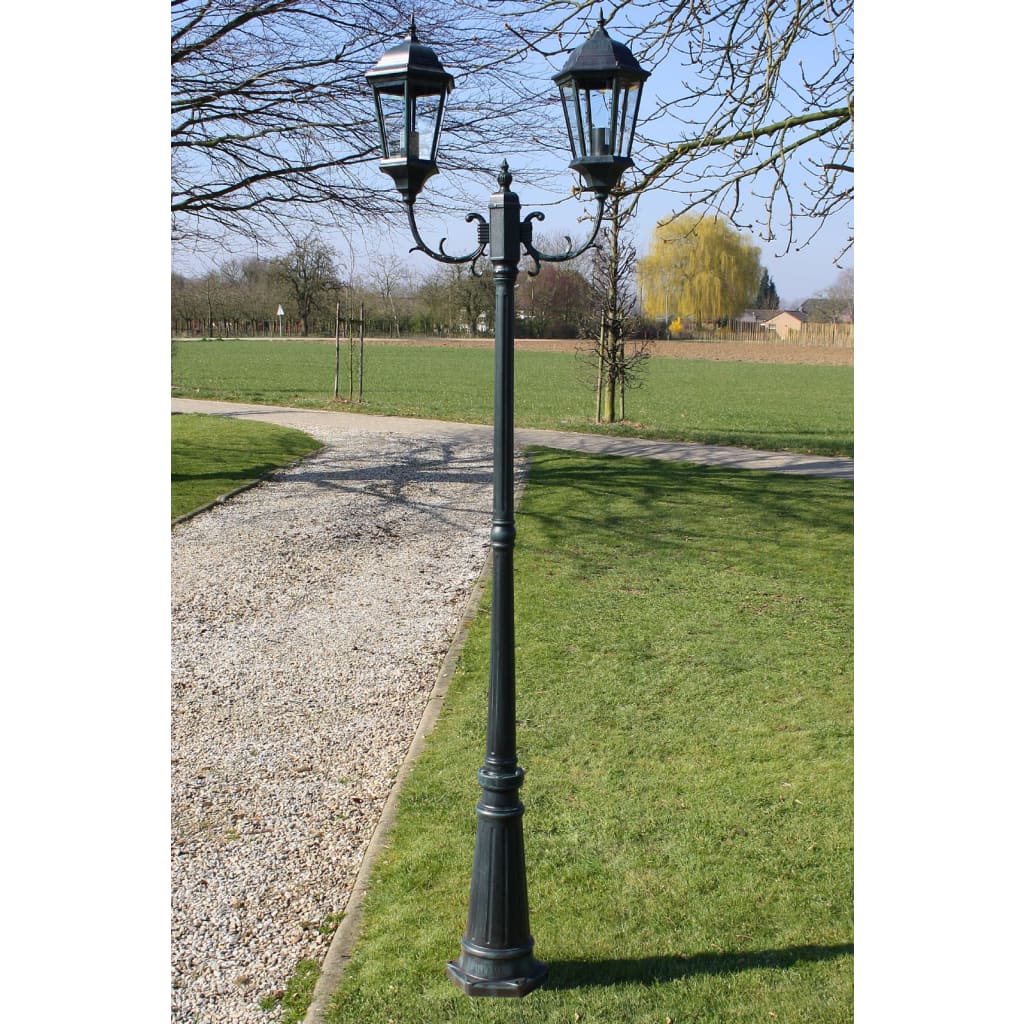 Tuinlantaarn met 2 armen 230 cm aluminium donkergroen/zwart is nu te koop bij PeponiXL, paradijselijk wonen!