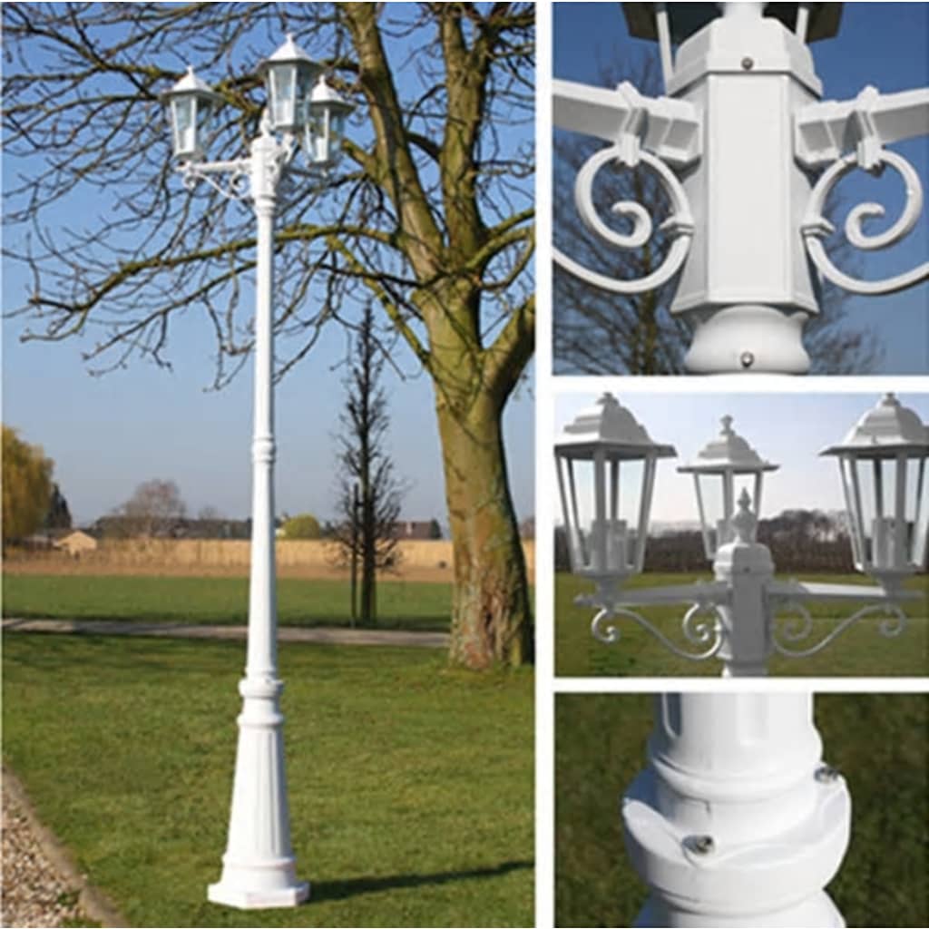 Tuinlantaarn Kingston 3-arms 215 cm wit is nu te koop bij PeponiXL, paradijselijk wonen!