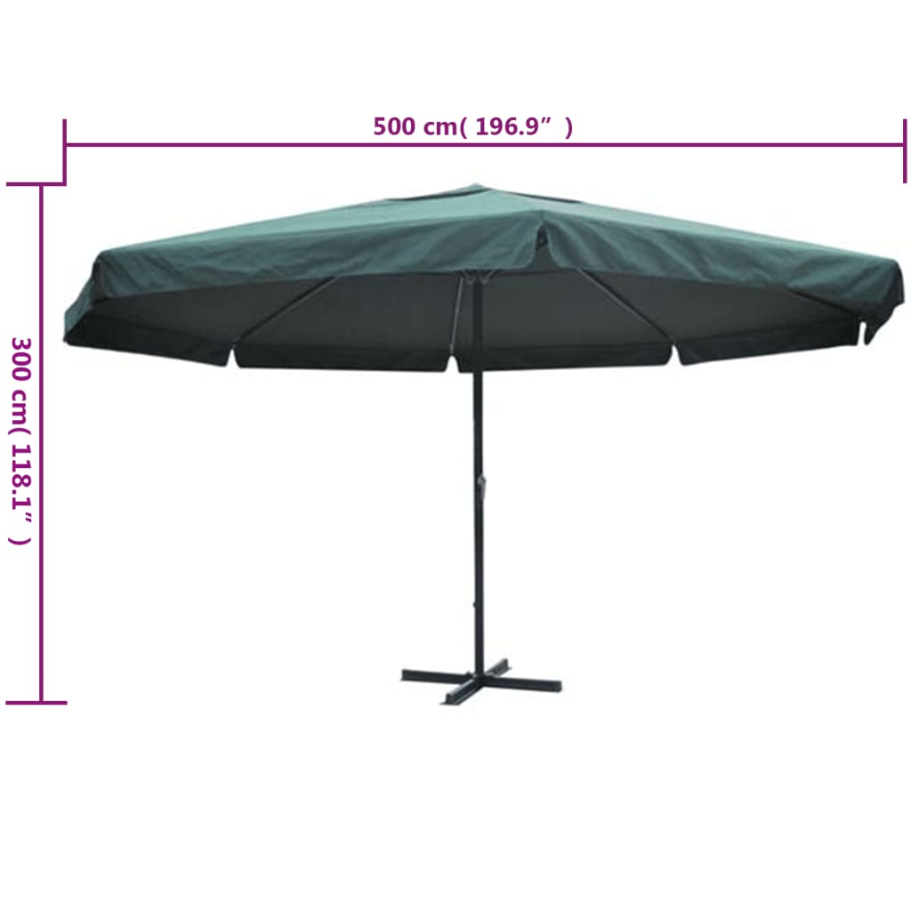 Parasol Samos 500 cm aluminium groen is nu te koop bij PeponiXL, paradijselijk wonen!