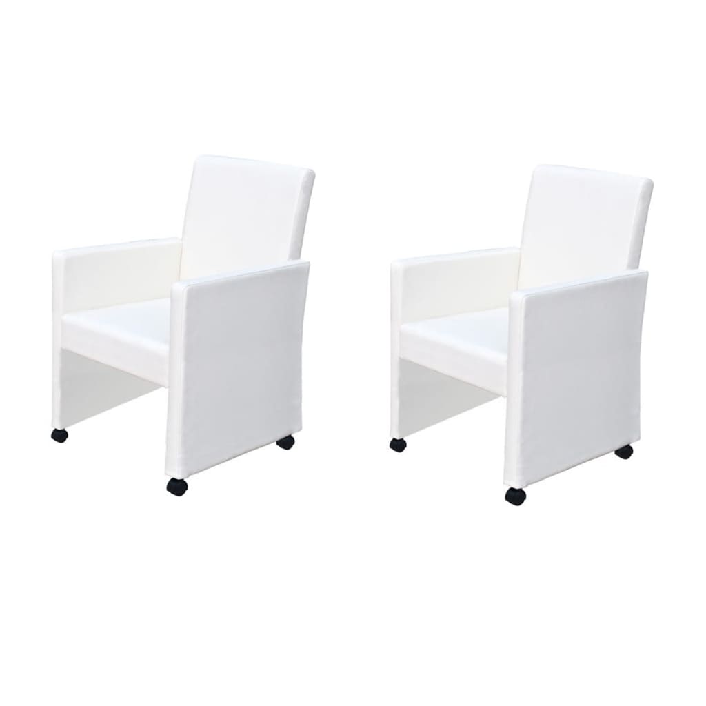Eetkamerstoelen 2 st kunstleer wit is nu te koop bij PeponiXL, paradijselijk wonen!