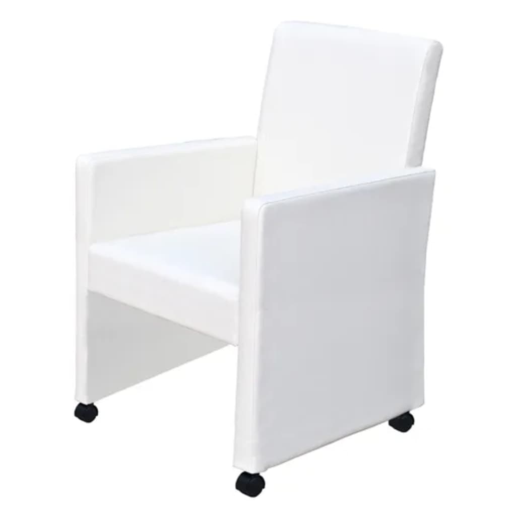 Eetkamerstoelen 2 st kunstleer wit is nu te koop bij PeponiXL, paradijselijk wonen!