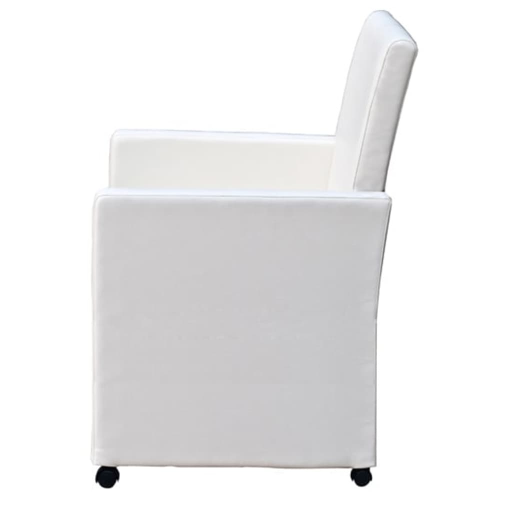 Eetkamerstoelen 2 st kunstleer wit is nu te koop bij PeponiXL, paradijselijk wonen!