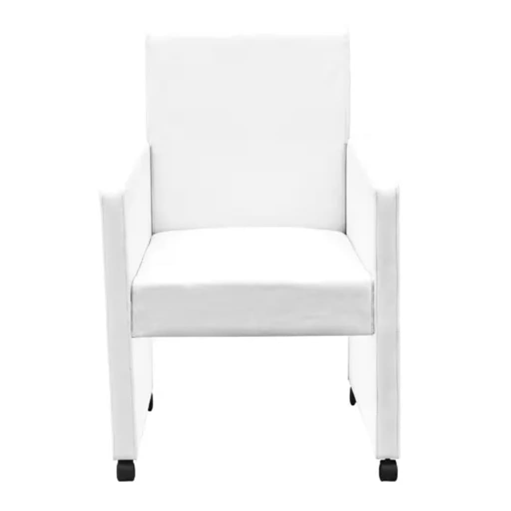 Eetkamerstoelen 2 st kunstleer wit is nu te koop bij PeponiXL, paradijselijk wonen!