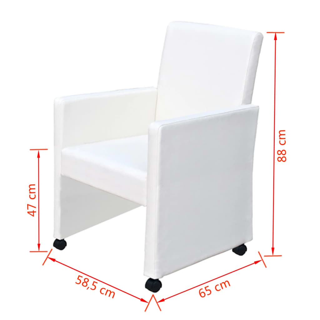 Eetkamerstoelen 2 st kunstleer wit is nu te koop bij PeponiXL, paradijselijk wonen!