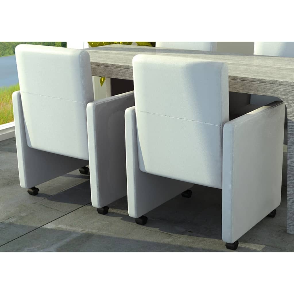 Eetkamerstoelen 2 st kunstleer wit is nu te koop bij PeponiXL, paradijselijk wonen!