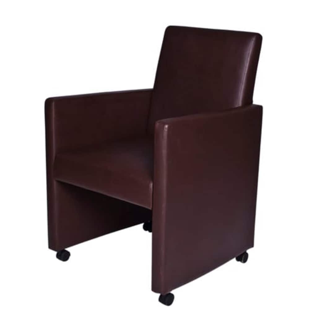 Eetkamerstoelen 2 st kunstleer bruin is nu te koop bij PeponiXL, paradijselijk wonen!