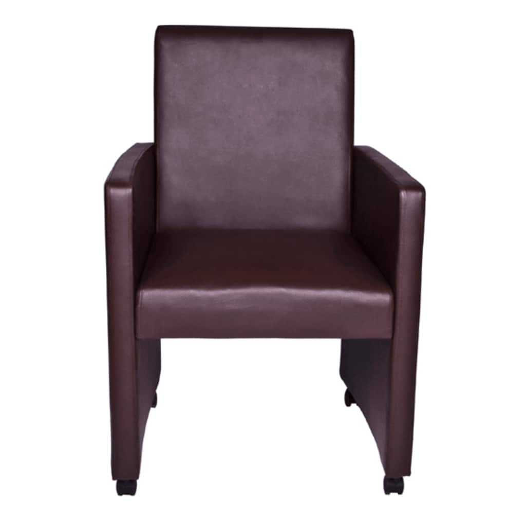 Eetkamerstoelen 2 st kunstleer bruin is nu te koop bij PeponiXL, paradijselijk wonen!