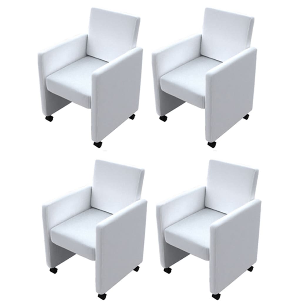 Eetkamerstoelen 4 st kunstleer wit is nu te koop bij PeponiXL, paradijselijk wonen!