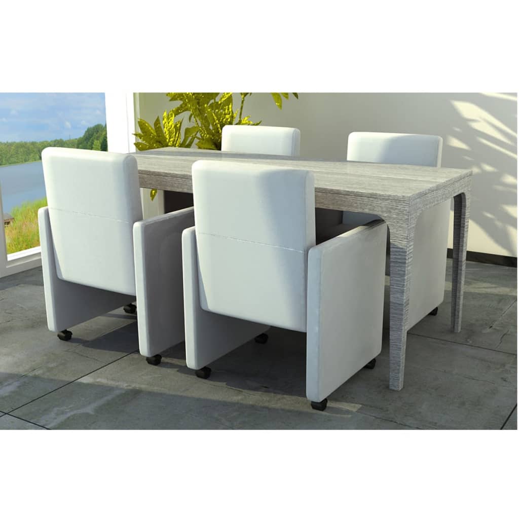 Eetkamerstoelen 4 st kunstleer wit is nu te koop bij PeponiXL, paradijselijk wonen!