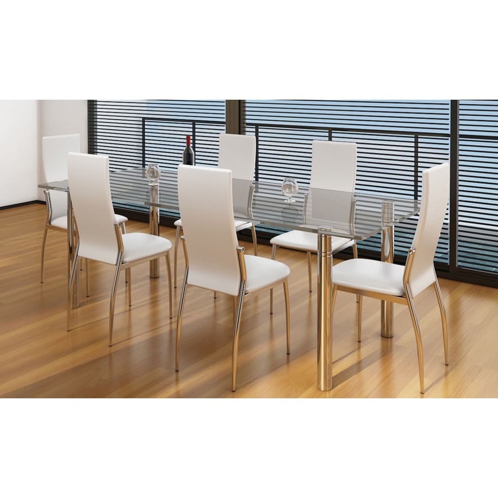Eetkamerstoelen 6 st kunstleer wit is nu te koop bij PeponiXL, paradijselijk wonen!