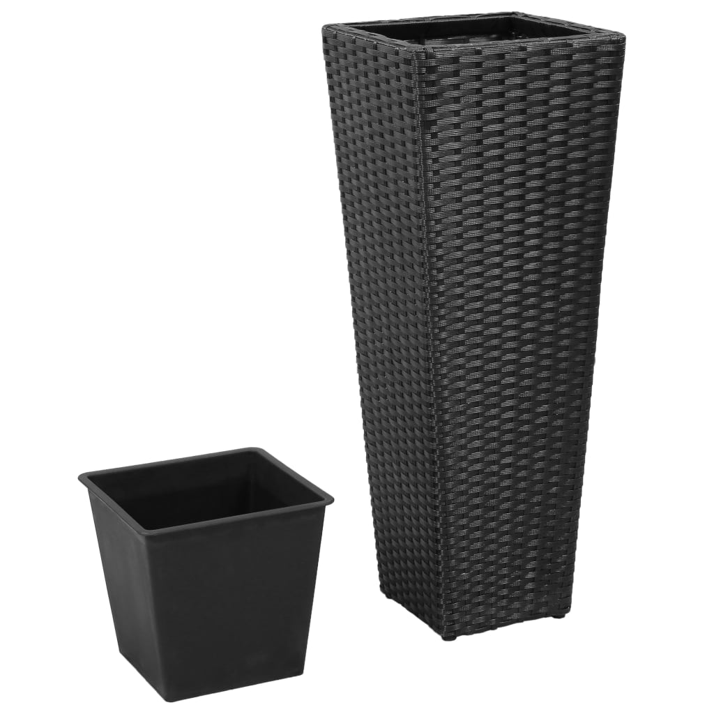 Plantenbakken verhoogd 3 st poly rattan zwart is nu te koop bij PeponiXL, paradijselijk wonen!