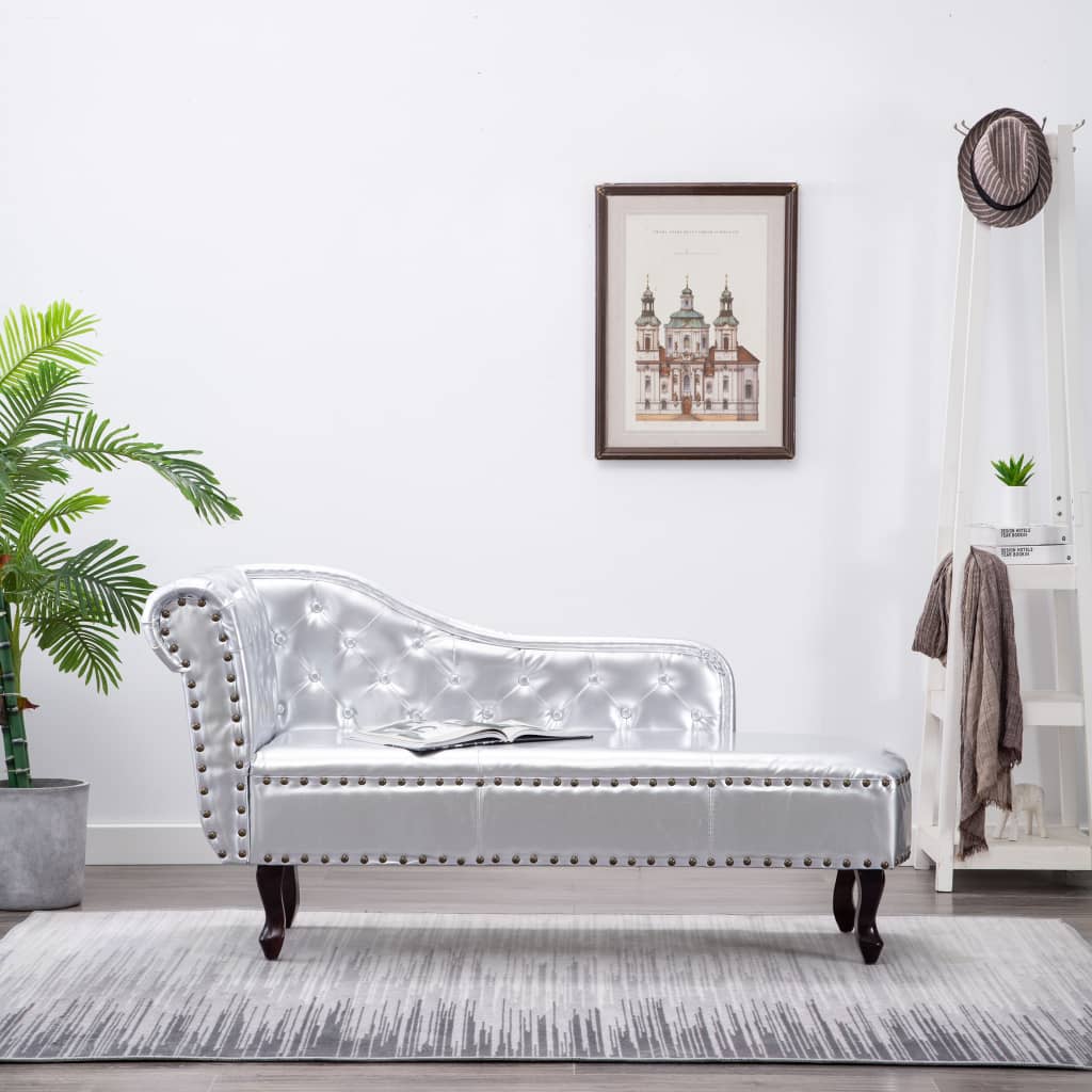 Chaise longue kunstleer zilverkleurig is nu te koop bij PeponiXL, paradijselijk wonen!