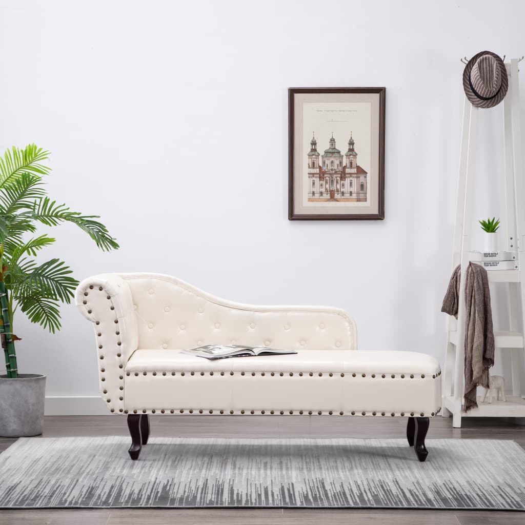 Chaise longue kunstleer crèmewit is nu te koop bij PeponiXL, paradijselijk wonen!