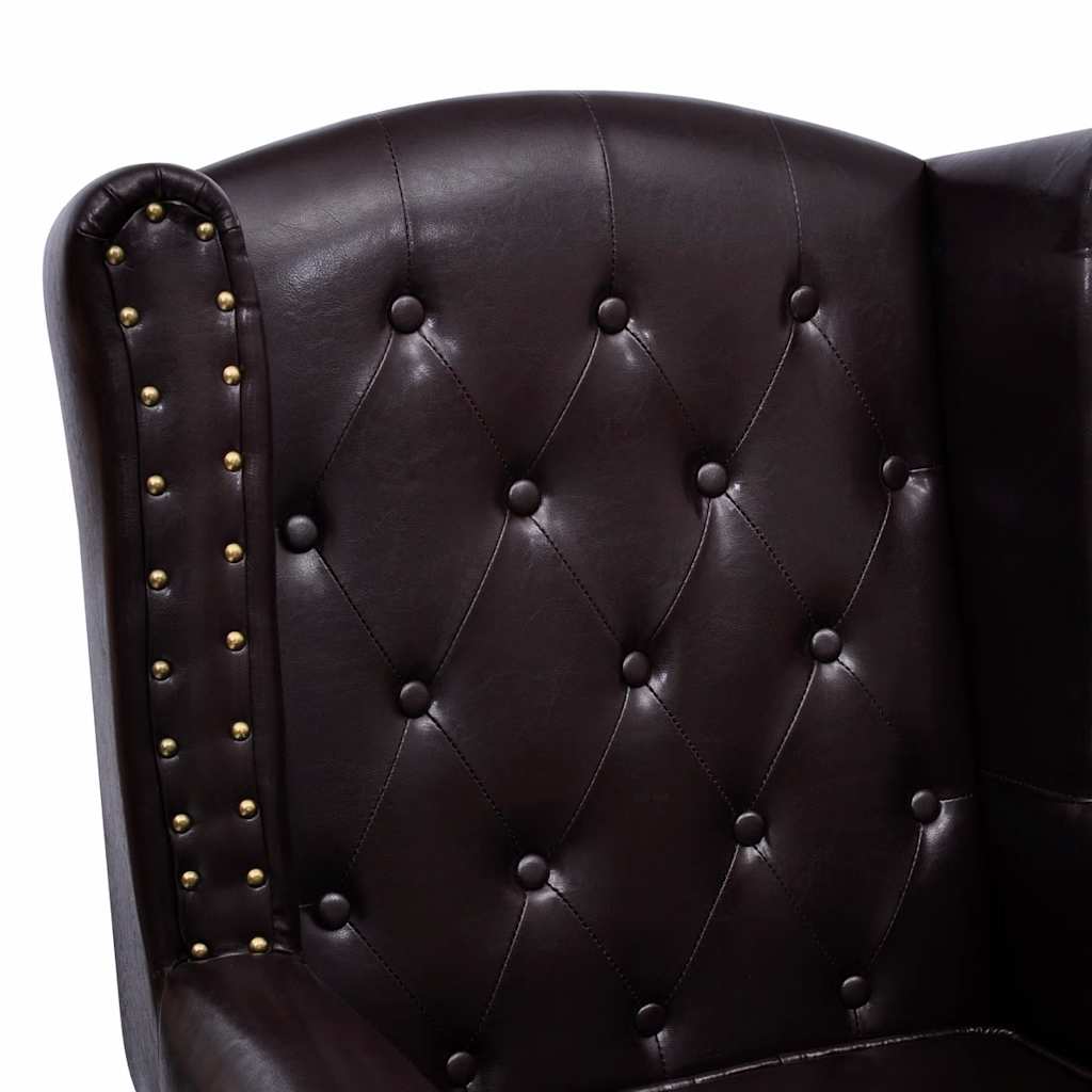 Fauteuil met voetenbankje kunstleer donkerbruin is nu te koop bij PeponiXL, paradijselijk wonen!
