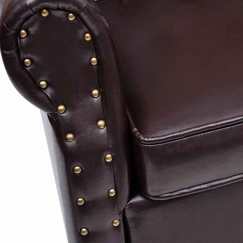 Fauteuil met voetenbankje kunstleer donkerbruin is nu te koop bij PeponiXL, paradijselijk wonen!