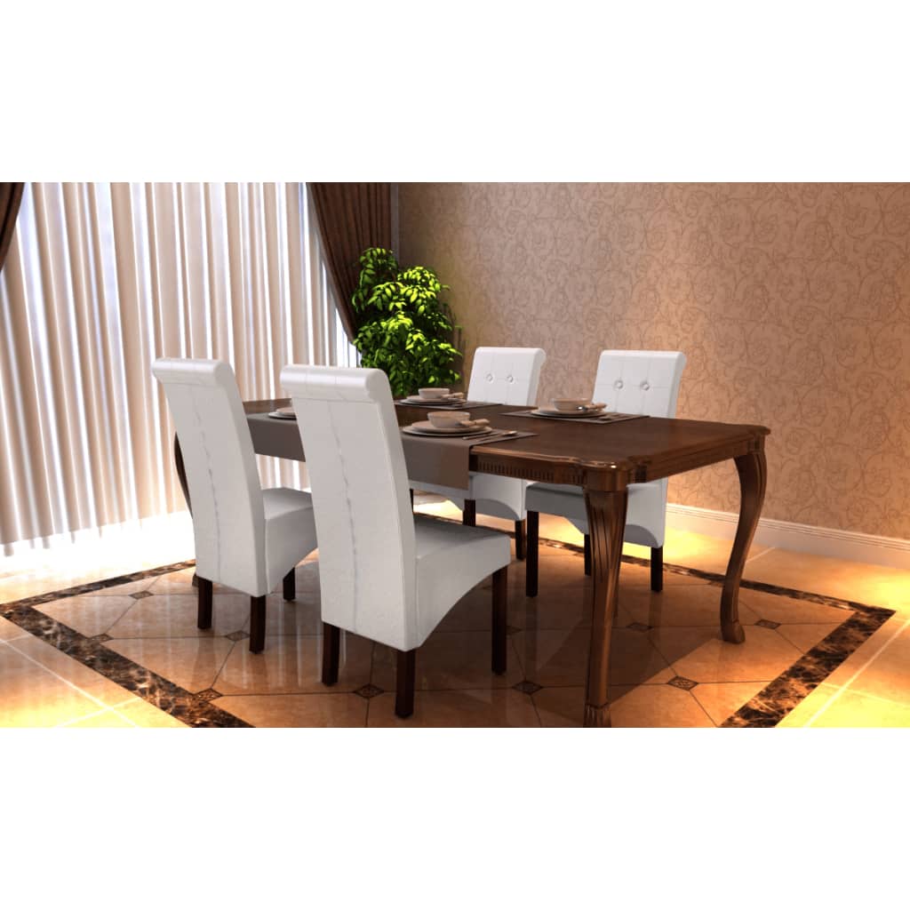 Eetkamerstoelen 4 st kunstleer wit is nu te koop bij PeponiXL, paradijselijk wonen!