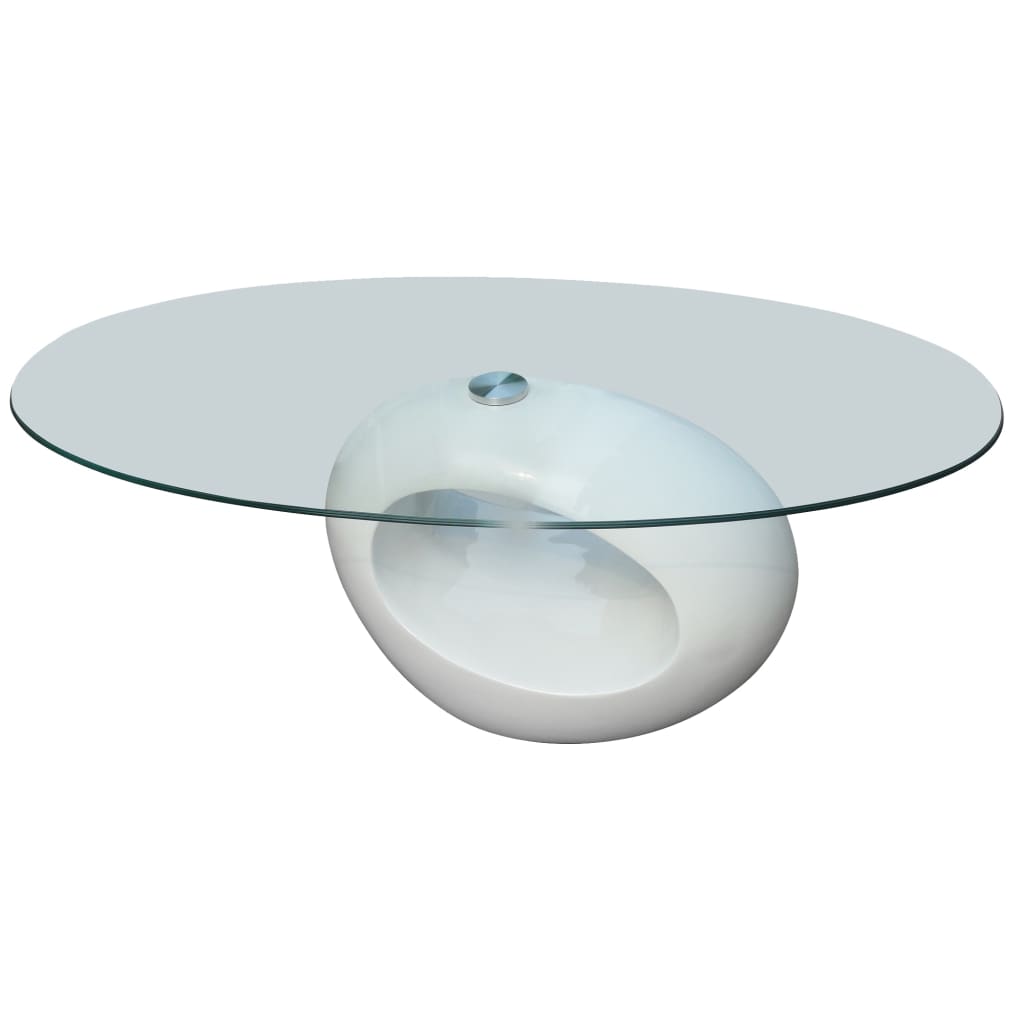 Salontafel met ovaal glazen tafelblad hoogglans wit is nu te koop bij PeponiXL, paradijselijk wonen!