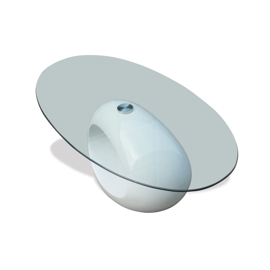 Salontafel met ovaal glazen tafelblad hoogglans wit is nu te koop bij PeponiXL, paradijselijk wonen!