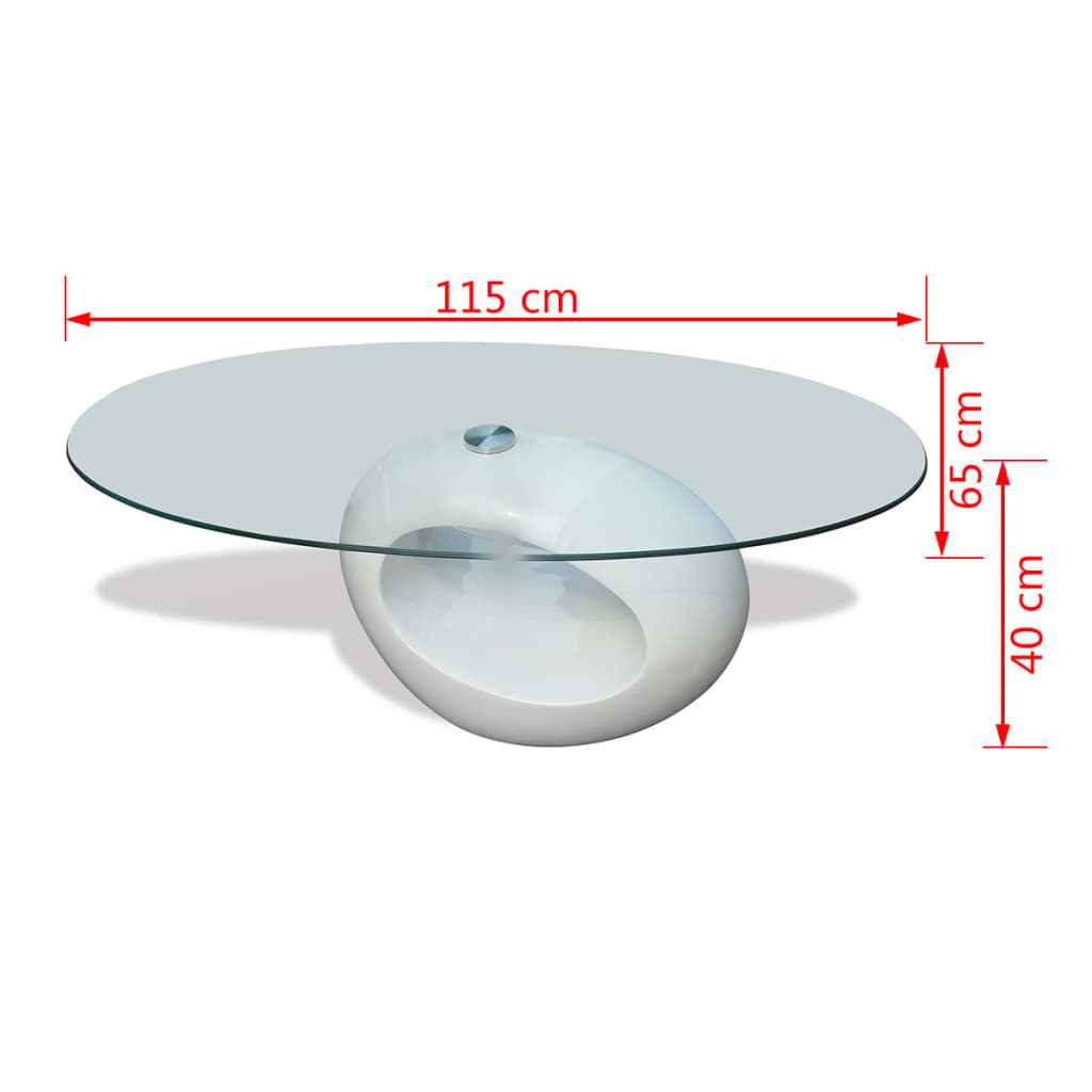 Salontafel met ovaal glazen tafelblad hoogglans wit is nu te koop bij PeponiXL, paradijselijk wonen!