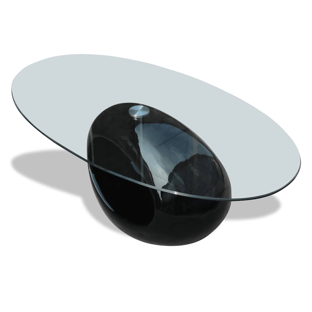 Salontafel met ovale glazen tafelblad hoogglans zwart is nu te koop bij PeponiXL, paradijselijk wonen!