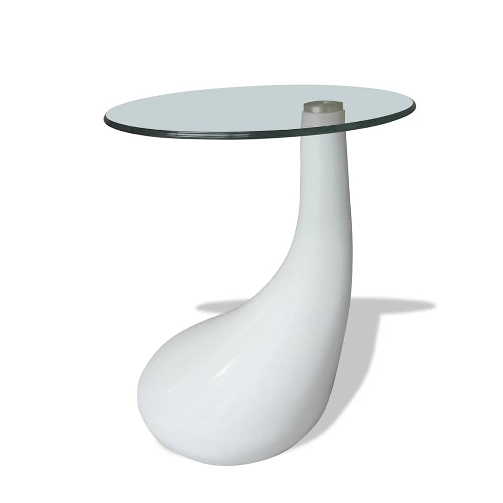 Salontafel met rond glazen tafelblad hoogglans wit is nu te koop bij PeponiXL, paradijselijk wonen!