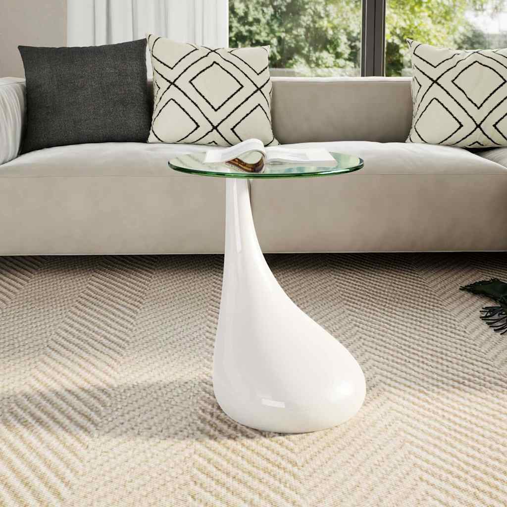 Salontafel met rond glazen tafelblad hoogglans wit is nu te koop bij PeponiXL, paradijselijk wonen!