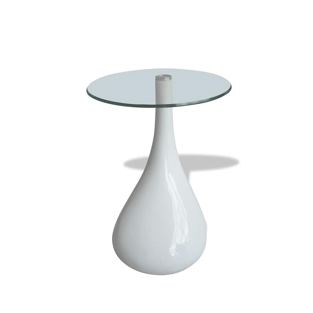 Salontafel met rond glazen tafelblad hoogglans wit is nu te koop bij PeponiXL, paradijselijk wonen!