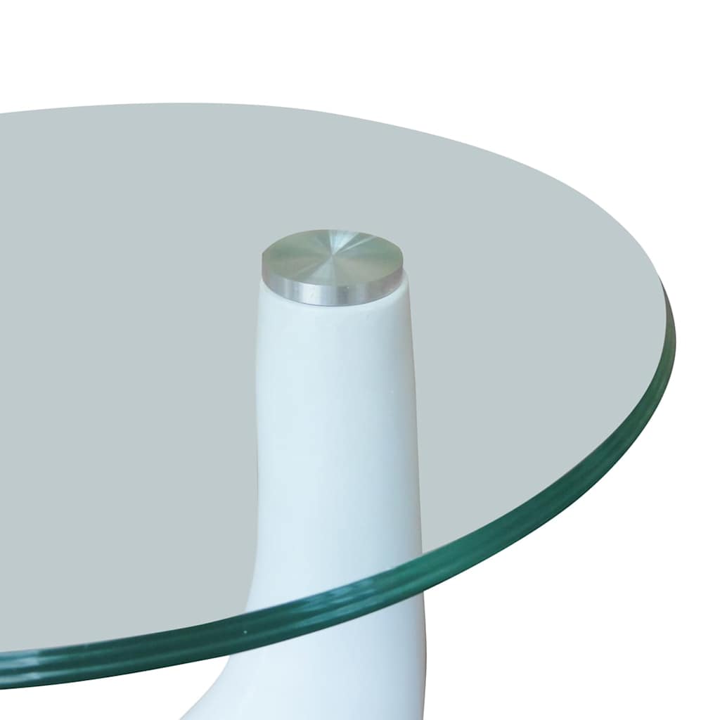 Salontafel met rond glazen tafelblad hoogglans wit is nu te koop bij PeponiXL, paradijselijk wonen!